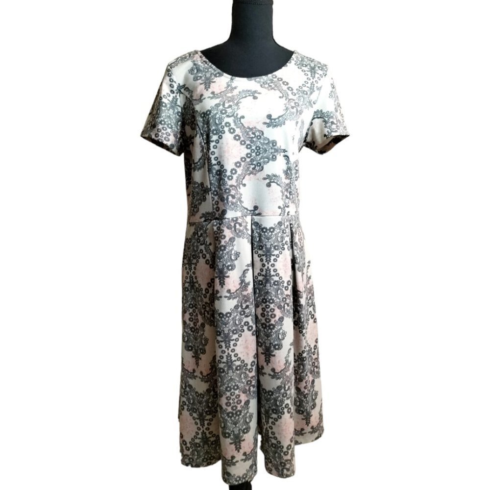 (026) Mikarose Vintage Pleated Short Sleeve Dress Size Large